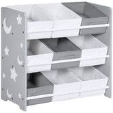 ZONEKIZ Kids Storage Rack, With Nine Removable Baskets, For Nursery, Bedroom, Playroom - Grey
