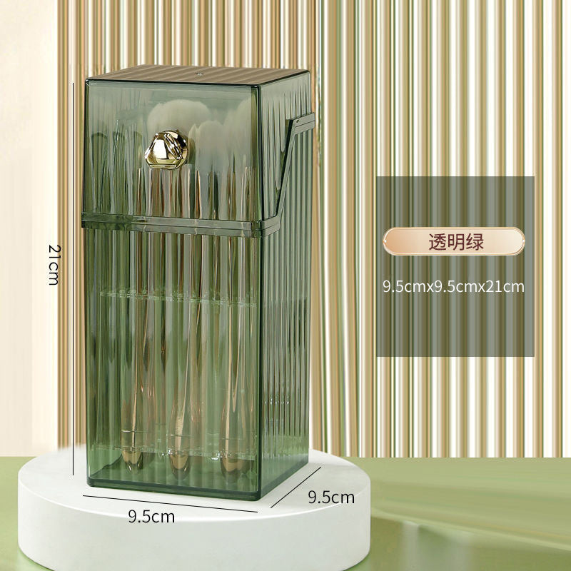 Makeup Brush Holder Organizer With Lid, Cosmetic Organiser, Desktop Cosmetic Brush Storage Rack, Dustproof Cosmetic Organiser Storage Box 3 Colors