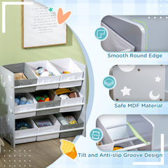 ZONEKIZ Kids Storage Rack, With Nine Removable Baskets, For Nursery, Bedroom, Playroom - Grey
