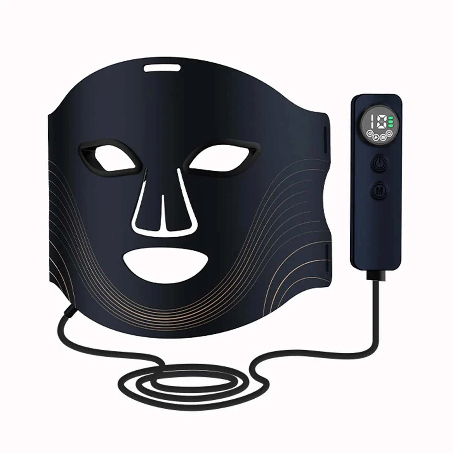 Black 7 Color Cordless LED Face Mask for wrinkle and acne reduction with advanced skin therapy features
