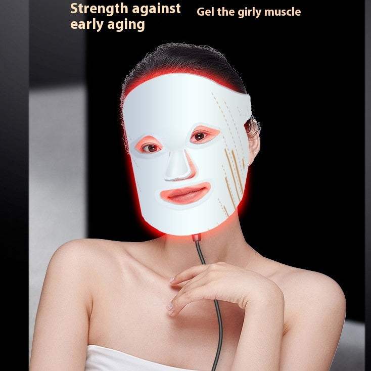 White and black silicone LED beauty mask for skin rejuvenation and wrinkle removal